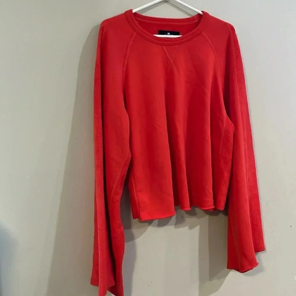 [S]7 For All Mankind Crewneck Flare-Sleeve Crop French Terry Sweatshirt- NWOT - Picture 3 of 12